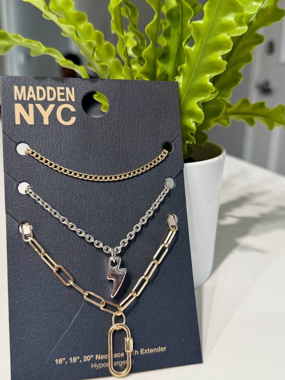 Madden NYC Mixed Metal Layered Necklace Set - Gold & Silver